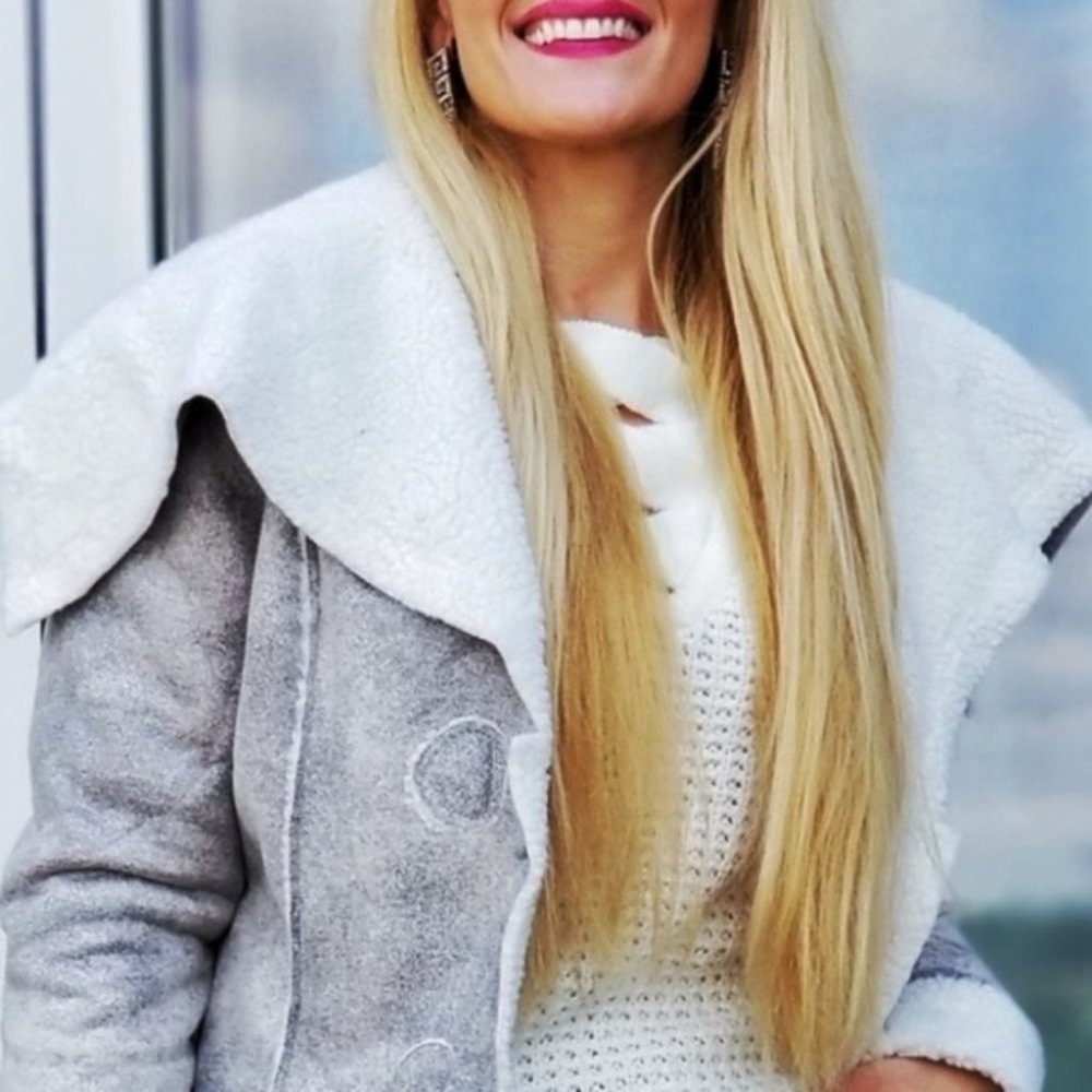 JACQUELINE Faux Suede/ Shearling Coat - Picture 4 of 5